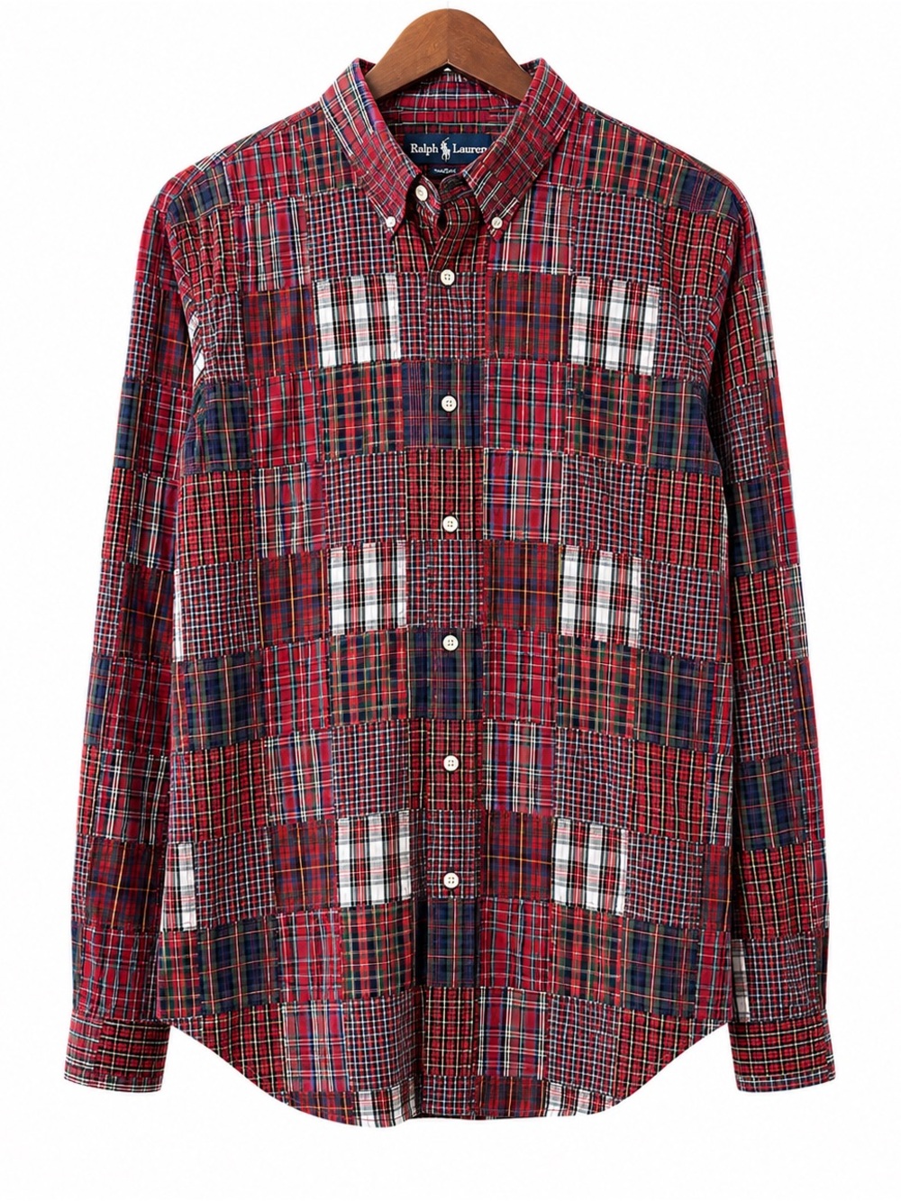 Polo Ralph Lauren Men Classic Patchwork Regent Flannel Shirt Red Plaid XXL